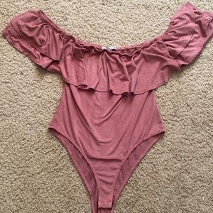 Charlotte Russe pink ruffle bodysuit